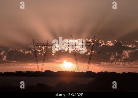 Pampas Sonnenuntergang , in der Provinz La Pampa Patagonien Argentinien. Stockfoto
