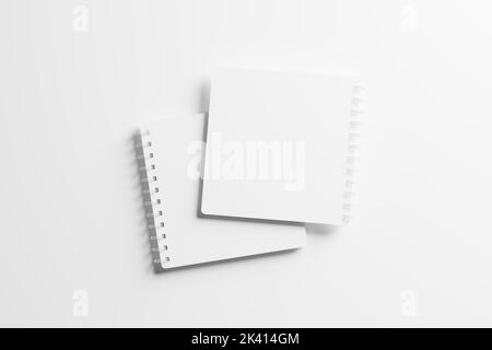 Quadratisches Spiralbuch 3D Rendering White Blank Mockup Stockfoto