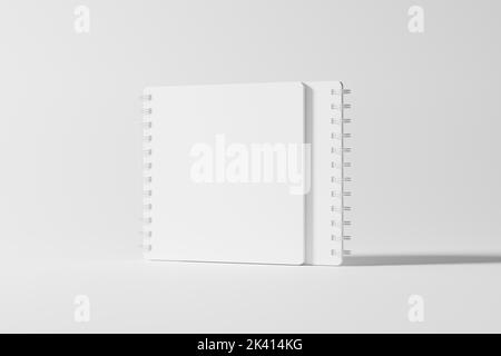 Quadratisches Spiralbuch 3D Rendering White Blank Mockup Stockfoto