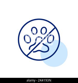 Keine Haustiere erlaubt Hotel und Geschäftsräume Icon. Gekreuzte Pfote im Kreis. Pixelgenaue, bearbeitbare Konturlinie Stock Vektor