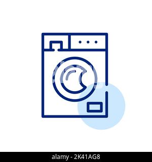 Waschmaschine. Wäsche waschen, Hausarbeiten. Pixel-perfektes, bearbeitbares Strichsymbol Stock Vektor