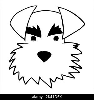 Vektorportrait eines mittelschnauzer Hundes im Doodle-Cartoon-Stil. Tierdarstellung im Linienkunststil. Stock Vektor