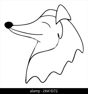 Vektorportrait eines Collie-Hundes im Doodle-Cartoon-Stil. Tierdarstellung im Linienkunststil. Stock Vektor