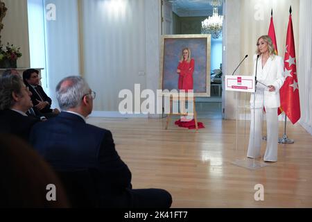 Cristina Cifuentes, ehemalige Präsidentin der Gemeinde Madrid, bei der Präsentation des institutionellen Porträts von Cifuentes in der Real Casa de Correos in Madrid. Stockfoto