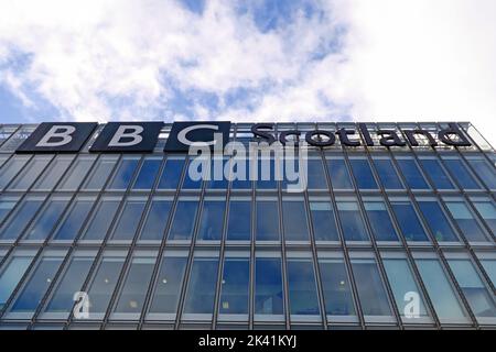 BBC Scotland & BBC ALBA Gebäude und Studios, 40 Pacific Quay, Glasgow, Schottland, Großbritannien, G51 1DA Stockfoto