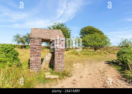 Der Caractacus Stone (oder Caratacus Stone), der aus dem 6.. Jahrhundert stammt, auf dem Winsford Hill im Exmoor National Park, Somerset UK Stockfoto