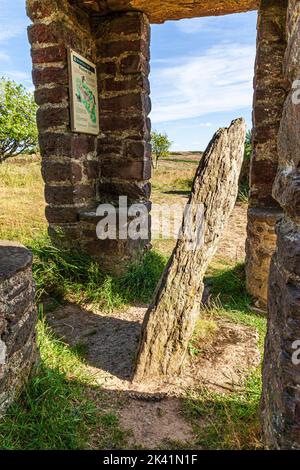 Der Caractacus Stone (oder Caratacus Stone), der aus dem 6.. Jahrhundert stammt, auf dem Winsford Hill im Exmoor National Park, Somerset UK Stockfoto