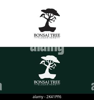 Bonsai Logo Design Silhouette Symbol Vektor Stock Vektor
