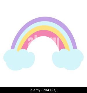 Grooviger Regenbogen-Pop-Girly-Aufkleber im Retro-Stil von 60s 70s. Vektor-Illustration von Cartoon-Sticker, Nostalgie 1980 1990 . Stock Vektor