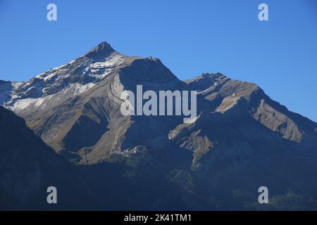 Mount Oldehore und Gletscher 3000 Gipfelstation, Schweizer Alpen. Stockfoto