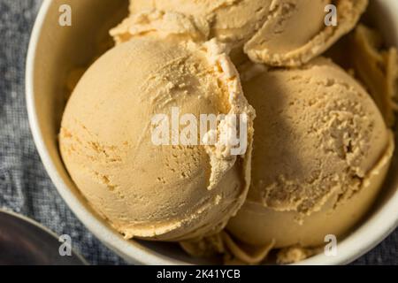 Hausgemachte Kürbis-Gewürz-Eiscreme in einer Schüssel Stockfoto