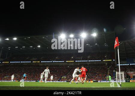 Gareth Bale aus Wales (11) in Aktion. UEFA Nations League, Spiel der Gruppe D, Wales gegen Polen im Cardiff City Stadium in Cardiff, South Wales, am Sonntag Stockfoto