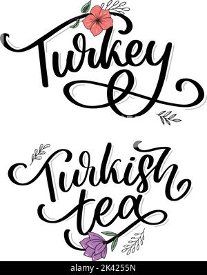 Türkische Traditionen der Teezeremonie. Teezeit. Dekorative Elemente für Ihr Design. Vektor-Illustration mit orientalischer Tasse auf weißem Hintergrund. Stock Vektor