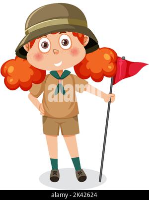 Nettes Mädchen tragen Camping Outfit Illustration Stock Vektor