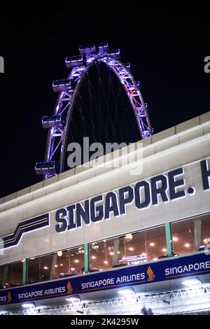 Singapur, 29/09/2022, Illustration, Nachtstimmung während der Formel 1 Singapore Airlines Singapur Grand Prix 2022, 17. Lauf der FIA Formel 1 Weltmeisterschaft 2022 vom 30. September bis 02. Oktober 2022 auf dem Marina Bay Street Circuit, in Singapur - Foto: Antonin Vincent / Dppi/DPPI/LiveMedia Stockfoto