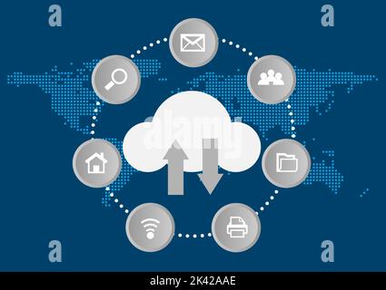 Grafik-Diagramm Cloud Computing Konzept Infrastruktur Link Access Datenmanagement Vektor-Illustration Stock Vektor