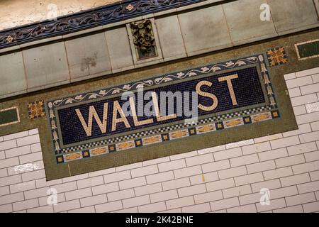 Wall Street U-Bahn-Station, Manhattan, New York, USA Stockfoto