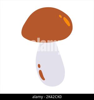 Vektor-Illustration von handgezeichneten Pilz in Cartoon kindischen Stil auf weißem Hintergrund, Herbst-Elemente für Babykleidung, Textil-und Produktdesign, Stock Vektor