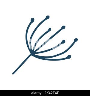 Handgezeichneter Zweig in Cartoon-Flat-Stil. Herbst Vektor-Illustration von getrockneten Blume für Babykleidung, Textil-und Produktdesign, Tapete, Verpackung pa Stock Vektor