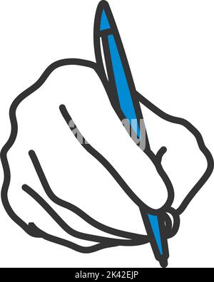 Hand Mit Stiftsymbol. Editierbare Fett Formatigte Kontur Mit Farbfüllungsdesign. Vektorgrafik. Stock Vektor
