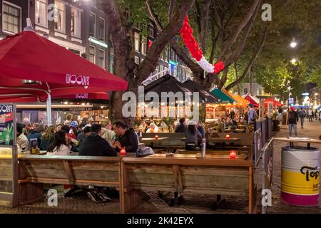 Thorbeckeplein, Amsterdam, bei Nacht - die Niederlande Stockfoto