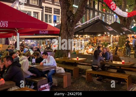 Thorbeckeplein, Amsterdam, bei Nacht - die Niederlande Stockfoto