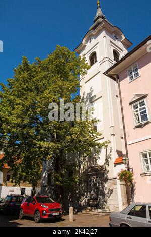 Ljubljana, Slowenien - September 4. 2022. St. Florians Kirche im Zentrum von Ljubljana, Slowenien. Es ist eine römisch-katholische Kirche in St. James's Parish Stockfoto