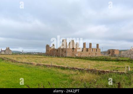 Birsay Earl's Palace, ruiniert Schloss aus dem 16.. Jahrhundert. Brough of Birsay, das Festland von Orkney, Schottland, Großbritannien Stockfoto