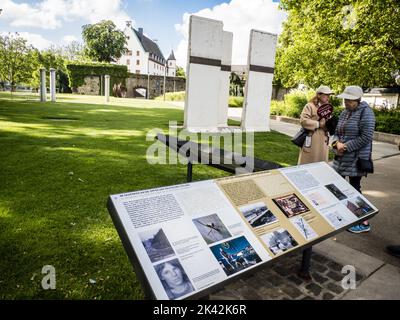 Ehemalige Berliner Mauerbetonplatten, Koblenz, Deutschland Stockfoto