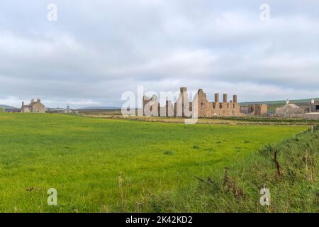 Birsay Earl's Palace, ruiniert Schloss aus dem 16.. Jahrhundert. Brough of Birsay, das Festland von Orkney, Schottland, Großbritannien Stockfoto