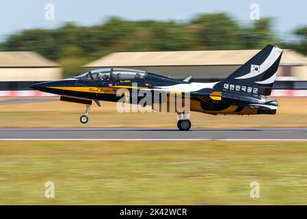 Luftwaffe der Republik Korea Black Eagles Display das Team landete auf der Royal International Air Tattoo, RIAT Airshow, RAF Fairford, Großbritannien. Südkoreaner Stockfoto