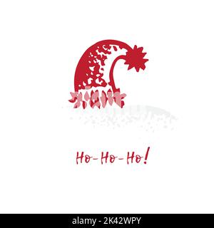 Handgezeichnete festliche Weihnachtskarte mit Weihnachtssymbolen Ho Ho Ho und kalligrafischer Grußschrift Stock Vektor