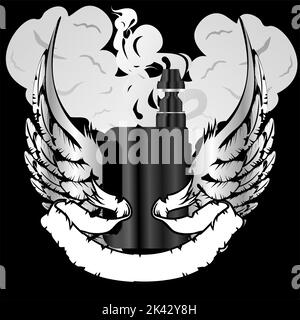 Vape geflügelte Tattoo Logo Illustration im Vektor-Format Stock Vektor