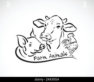 Vector Gruppe von Tierfarm Label., Kuh, Schwein, Huhn., Logo Tiere. Leicht editierbare Vektorgrafik mit Ebenen. Stock Vektor