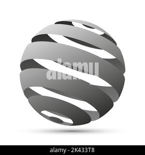 Sammlung von abstrakten Kugeln aus grauen Streifen. 3D realistischer Ball Stock Vektor