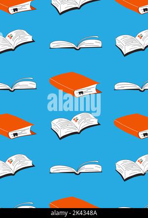 Alte Bücher auf blauem Hintergrund. Karten- oder Bannervektordarstellung Hintergrund, Textur. Stock Vektor