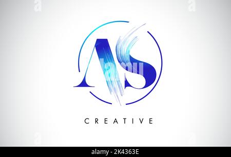 ALS Pinselsträgel im Letter-Logo-Design. Blaue Lacklogo-Symbol mit elegantem Kreisvektor-Design. Stock Vektor