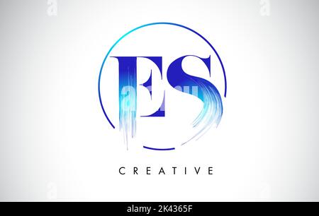 Es-Pinselsträgel mit Logo-Design. Blaue Lacklogo-Symbol mit elegantem Kreisvektor-Design. Stock Vektor