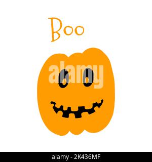 Vektor-Illustration von Halloween Kürbis in Hand gezeichnet Cartoon-Stil auf weißem Hintergrund. Stock Vektor