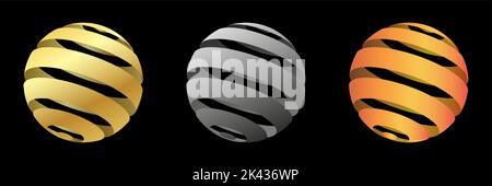 Set von realistischen dekorativen 3D Kugeln. Vektorgrafik Stock Vektor