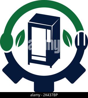 Vorlage für gesundes Lebensmittellogo an Verkaufsautomaten Stock Vektor