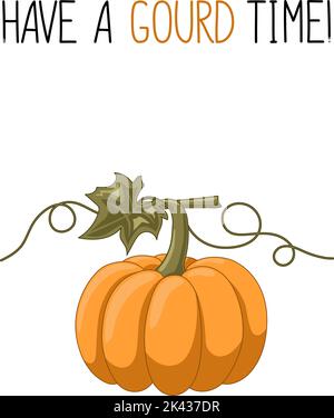 Herbststimmung Grußkarte mit niedlichem Kürbis Stock Vektor