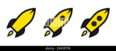 Symbol für gelbe Raketenlinie, Umrissvektor Stock Vektor