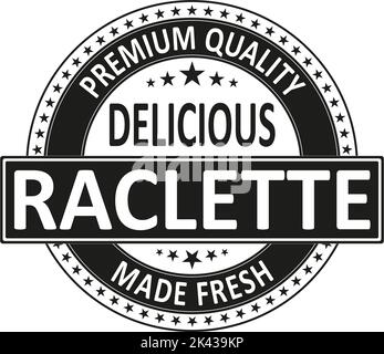 Raclette-Käse für Logo-Vorlage. Logo-Vektorstempel Stock Vektor