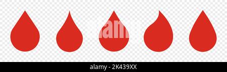 Blaue Wassertropfenform. Satz von Wassertropfen isoliert auf transparentem Hintergrund Stock Vektor