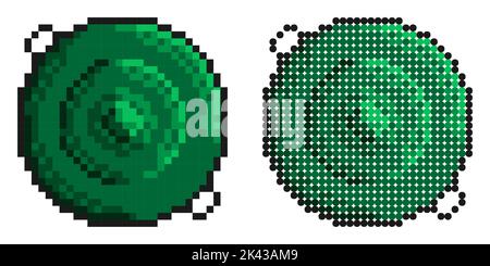 Pixelsymbol. Kampf Anti Tank Mine. Waffen für die Bekämpfung von Ausrüstung und den Feind. Einfache Retro-Spiel Vektor isoliert auf weißem Hintergrund Stock Vektor