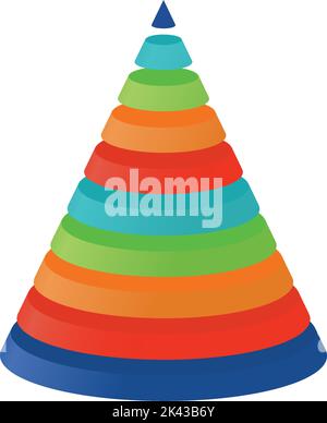 3D Illustration Infografik Vorlage mit Kegel auf zehn Teile geteilt. Symbole für pyramidale Formen. Stock Vektor