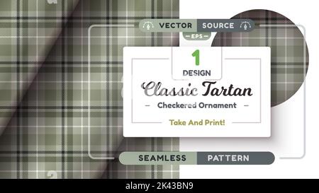 Military Tartan Nahtloses Muster, militärische Textur, karierte schottische Qualität Stock Vektor
