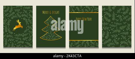 Winter Urlaub Karte Vektor Hintergrund, Frohe Weihnachten Party Frame set, Party Grenze Blumen Ornament Weihnachten Design Stock Vektor