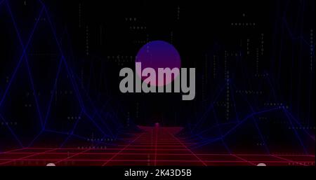 Bild der Datenverarbeitung über digitalen Bergen Stockfoto